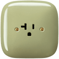 SQUARE PORCELAIN WALL SOCKET USA 20 AMP MOSS GREEN - DYKE & DEAN