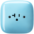 SQUARE PORCELAIN WALL SOCKET USA 20 AMP PASTEL BLUE - DYKE & DEAN