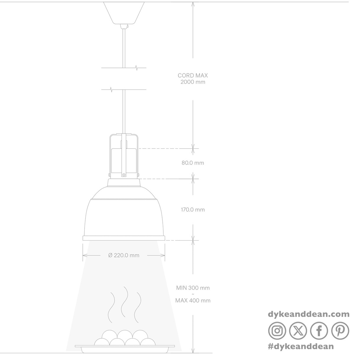 Stay Hot heat lamp pendant focus ro cord