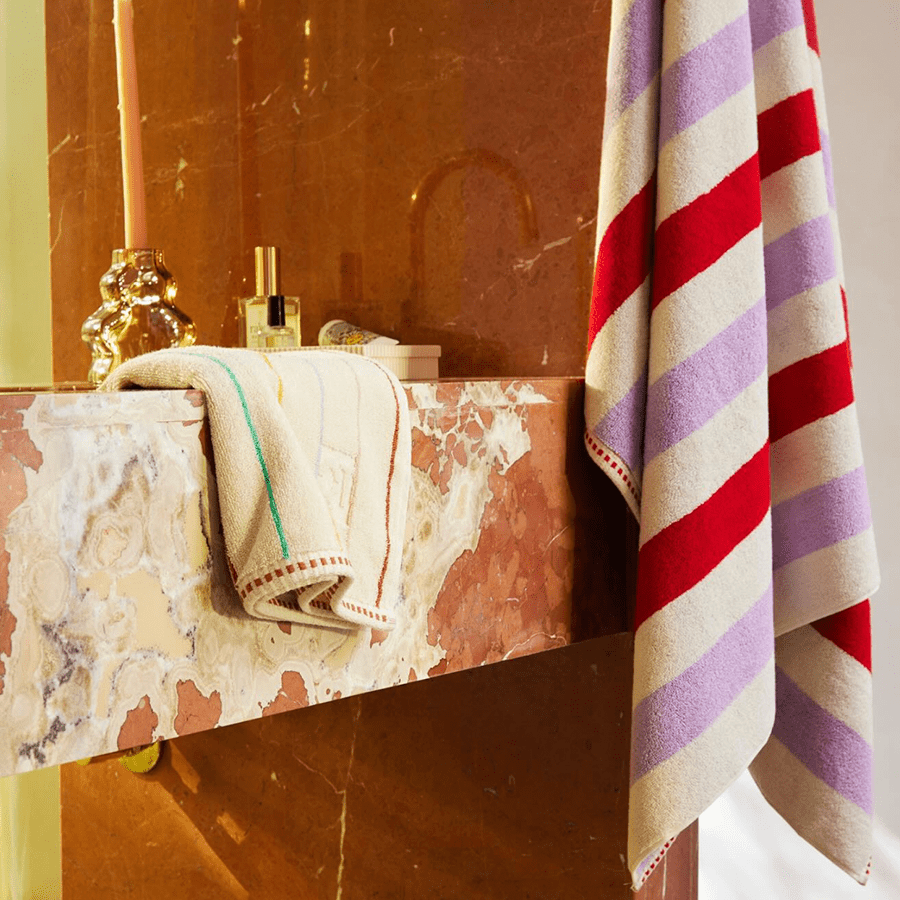 STRIPE BATH SHEET TOWEL CANDY - DYKE & DEAN