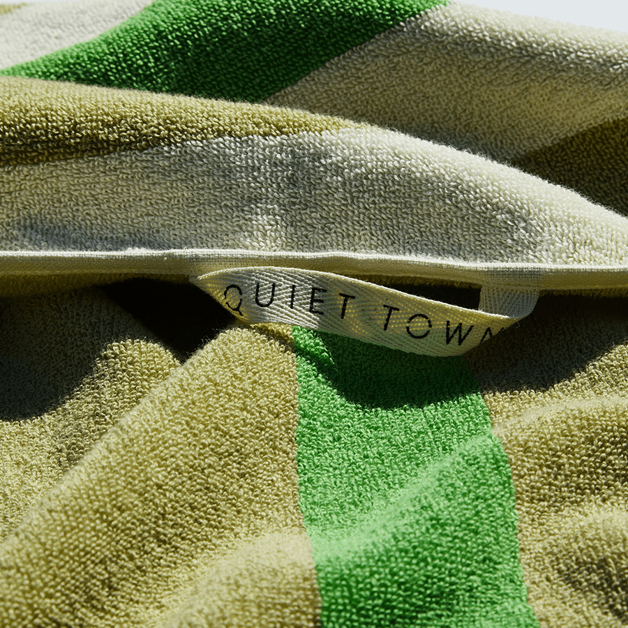 STRIPE BATH SHEET TOWEL OLIVE - DYKE & DEAN