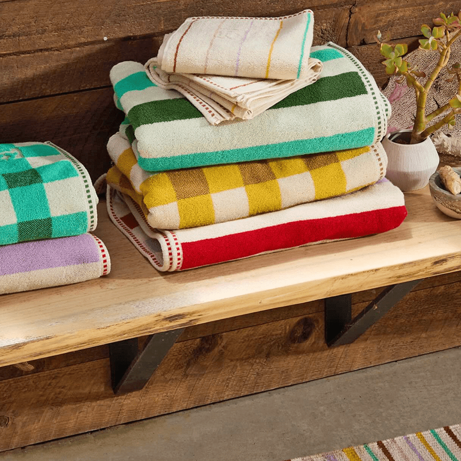 STRIPE BATH SHEET TOWEL PINE - DYKE & DEAN