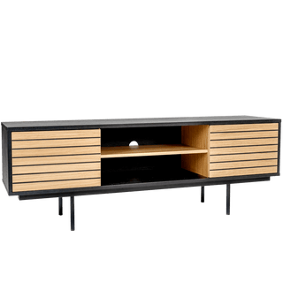 STRIPE BLACK TV SIDEBOARD OAK - DYKE & DEAN