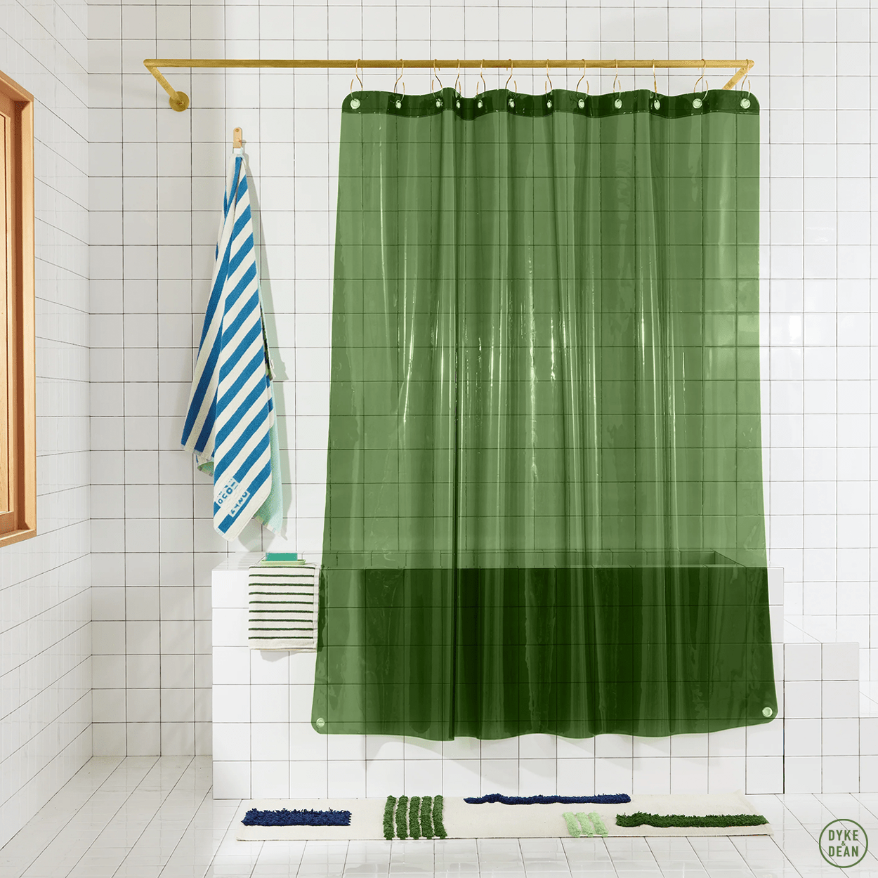 SUN SHOWER CURTAIN PINE GREEN - DYKE & DEAN