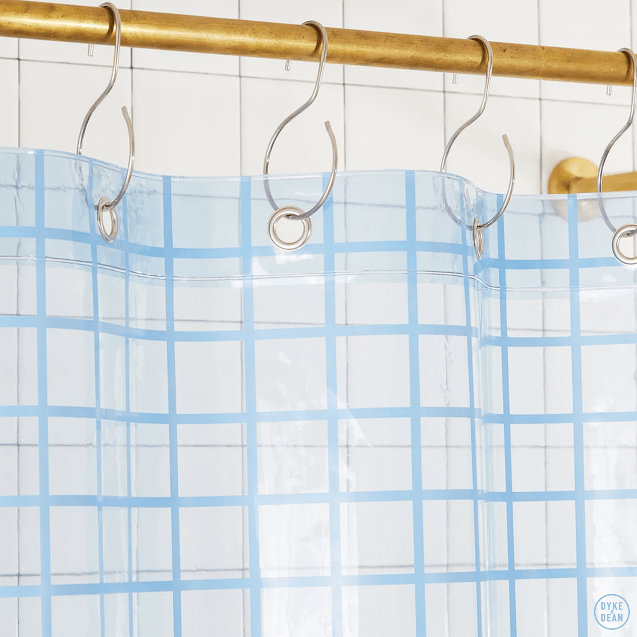 SUN SHOWER GRID CURTAIN ATLANTIC BLUE - DYKE & DEAN