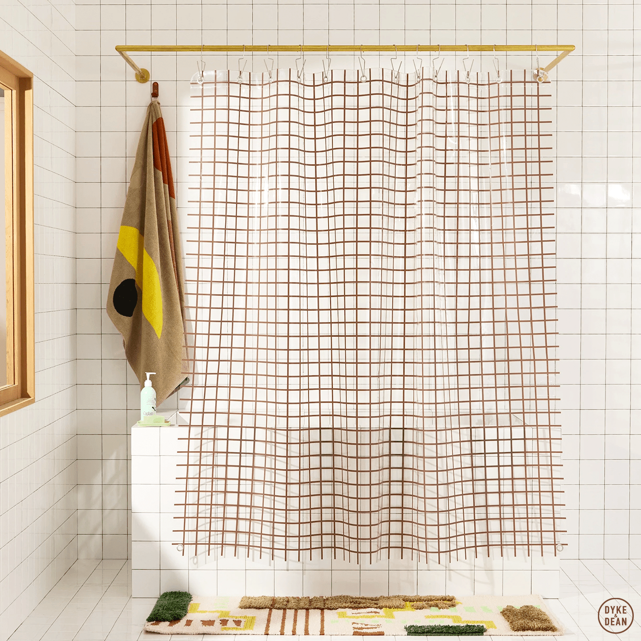 SUN SHOWER GRID CURTAIN CHOCOLATE - DYKE & DEAN