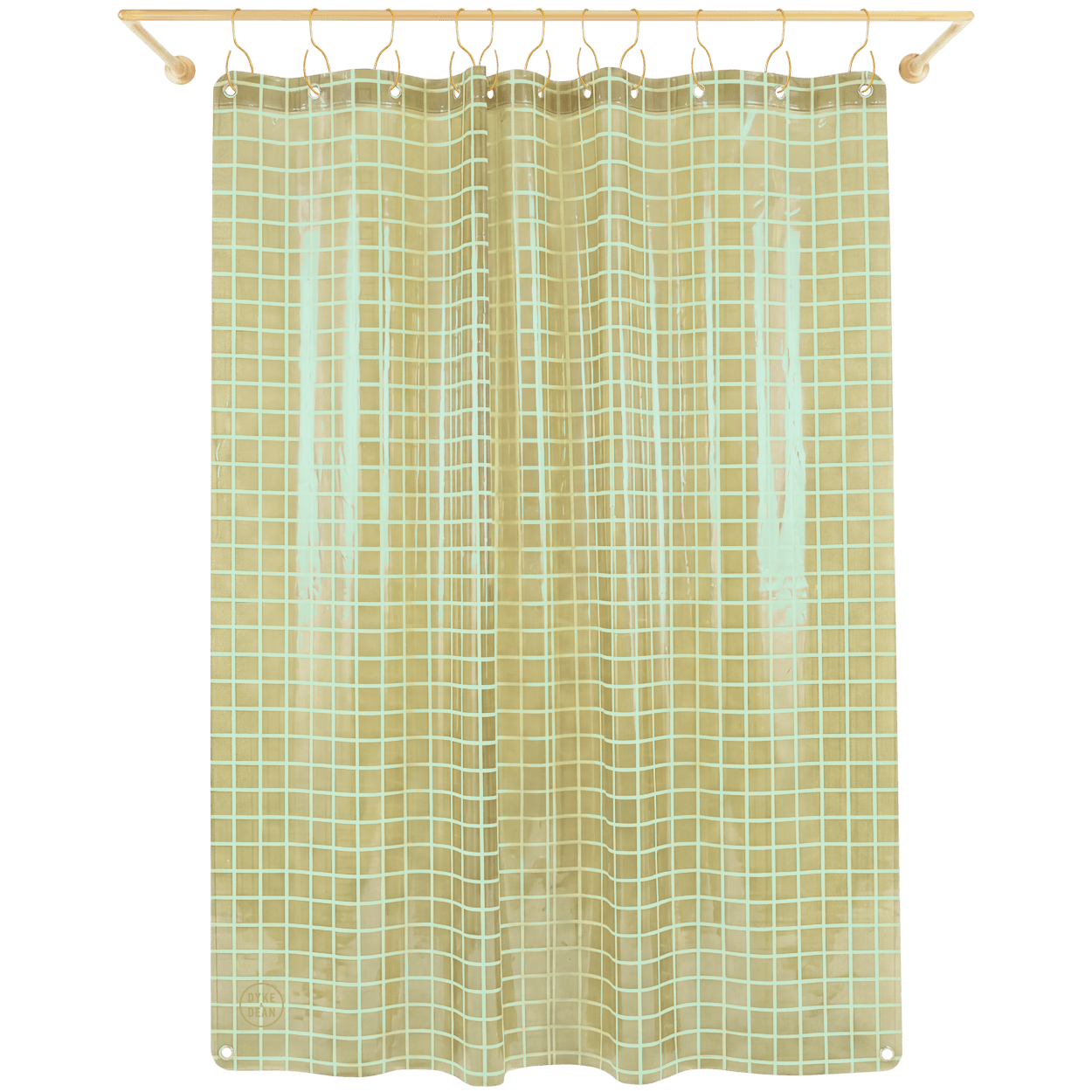 SUN SHOWER GRID CURTAIN OLIVE GREEN - DYKE & DEAN