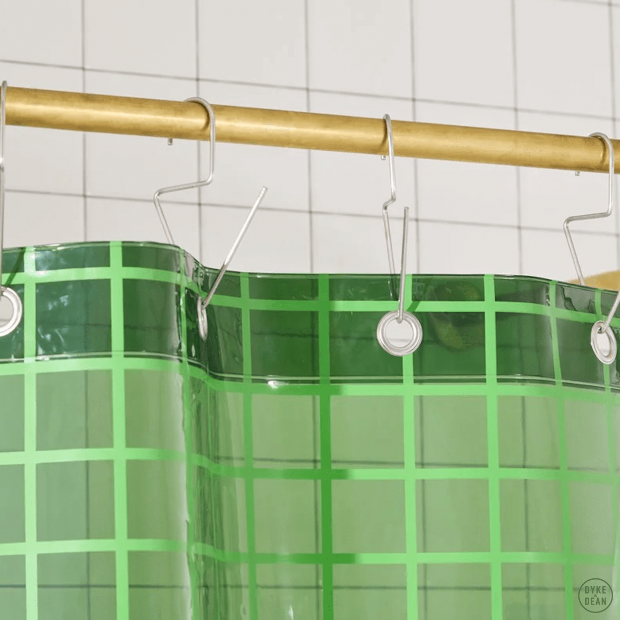 SUN SHOWER GRID CURTAIN PINE GREEN - DYKE & DEAN