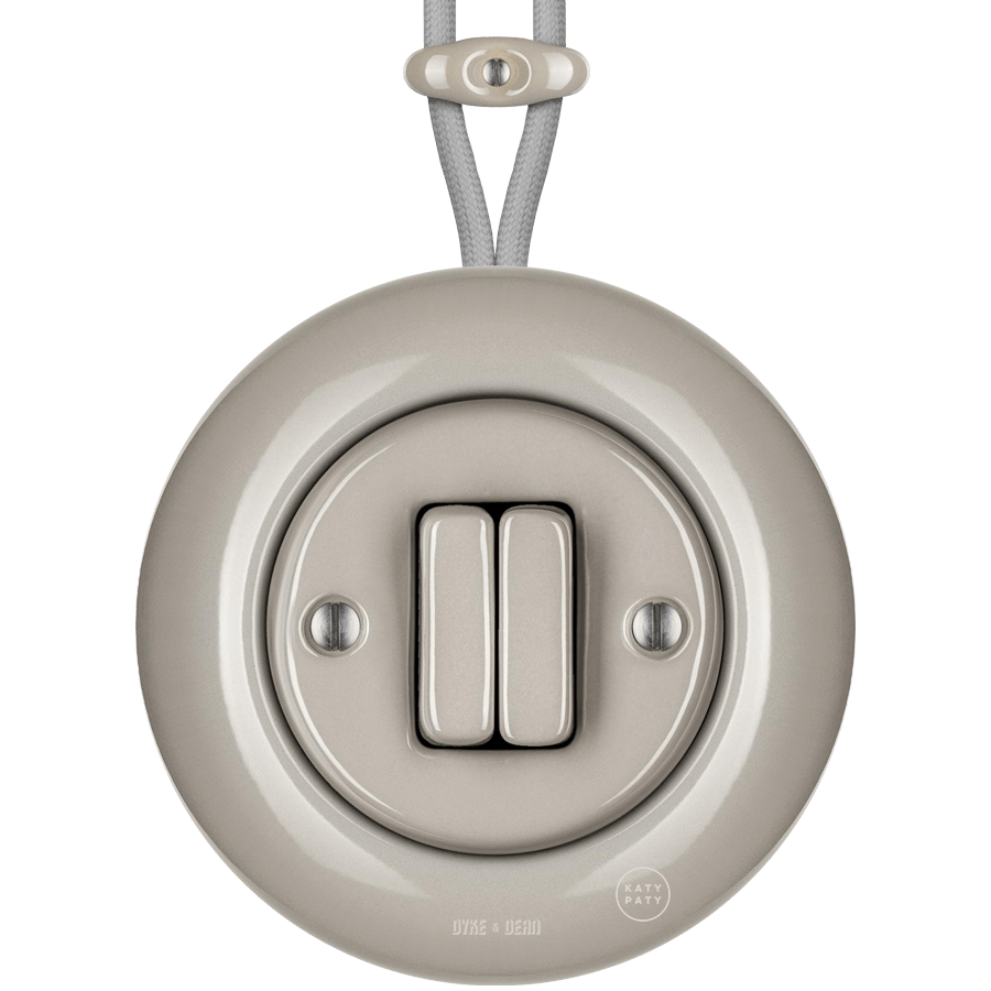 SURFACE PORCELAIN WALL LIGHT SWITCH CAPPUCCINO DOUBLE - DYKE & DEAN