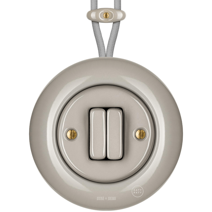 SURFACE PORCELAIN WALL LIGHT SWITCH CAPPUCCINO DOUBLE - DYKE & DEAN
