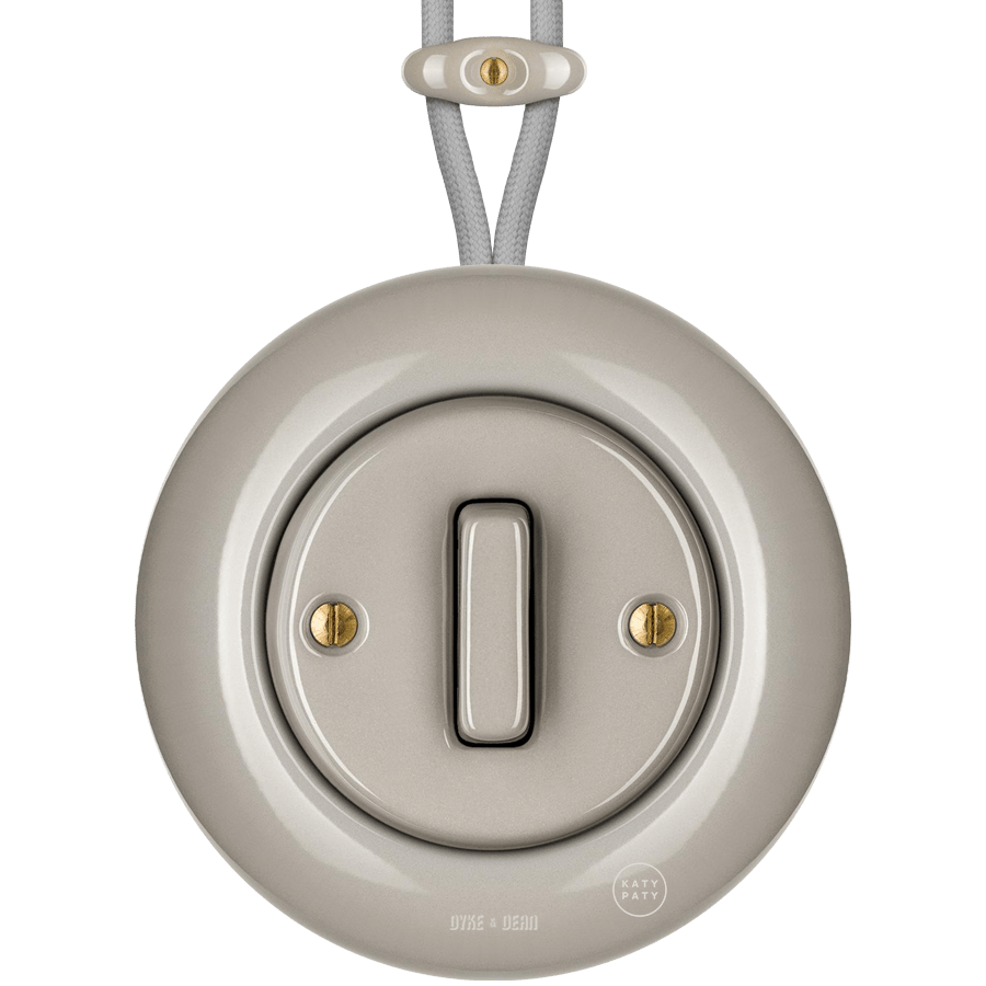 SURFACE PORCELAIN WALL LIGHT SWITCH CAPPUCCINO SLIM BUTTON - DYKE & DEAN