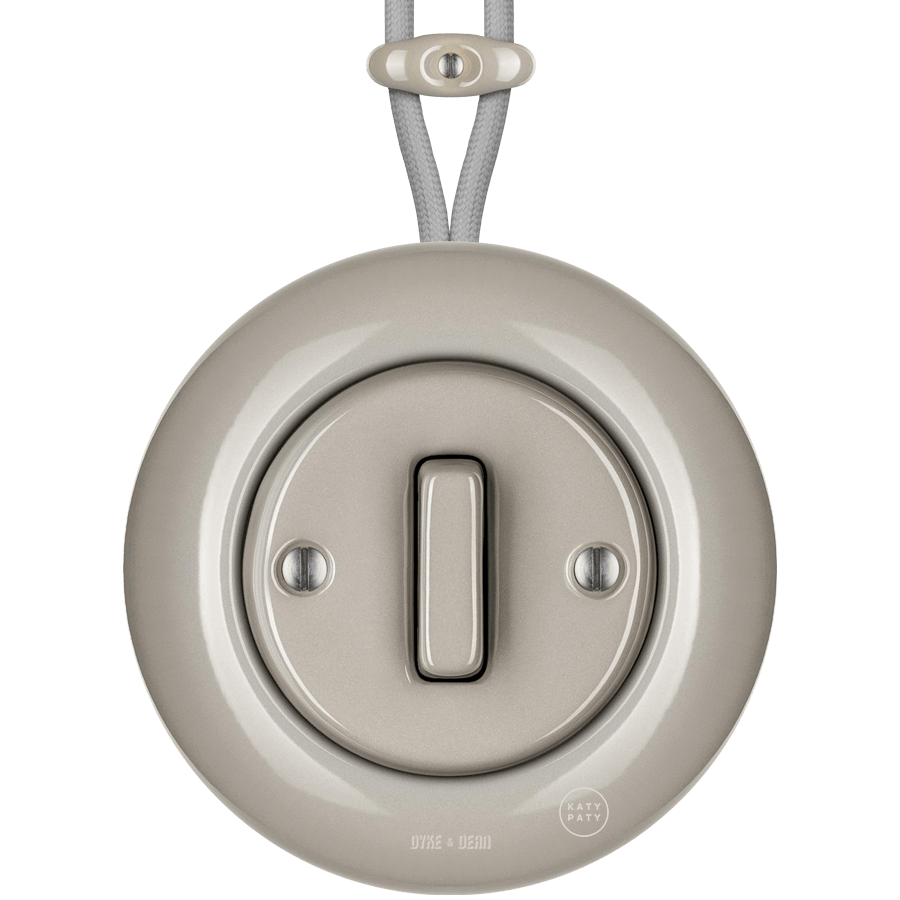 SURFACE PORCELAIN WALL LIGHT SWITCH CAPPUCCINO SLIM BUTTON - DYKE & DEAN