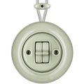 SURFACE PORCELAIN WALL LIGHT SWITCH GREY GREEN DOUBLE TOGGLE - DYKE & DEAN