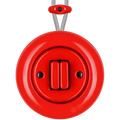 SURFACE PORCELAIN WALL LIGHT SWITCH RED DOUBLE - DYKE & DEAN