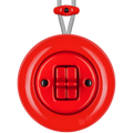 SURFACE PORCELAIN WALL LIGHT SWITCH RED DOUBLE TOGGLE - DYKE & DEAN