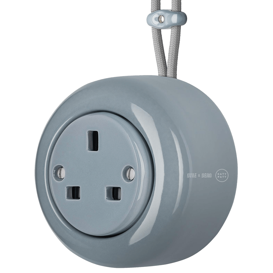 Circular Inner Wall Socket SURFACE PORCELAIN WALL SOCKET ASH GREY UK - DYKE & DEAN