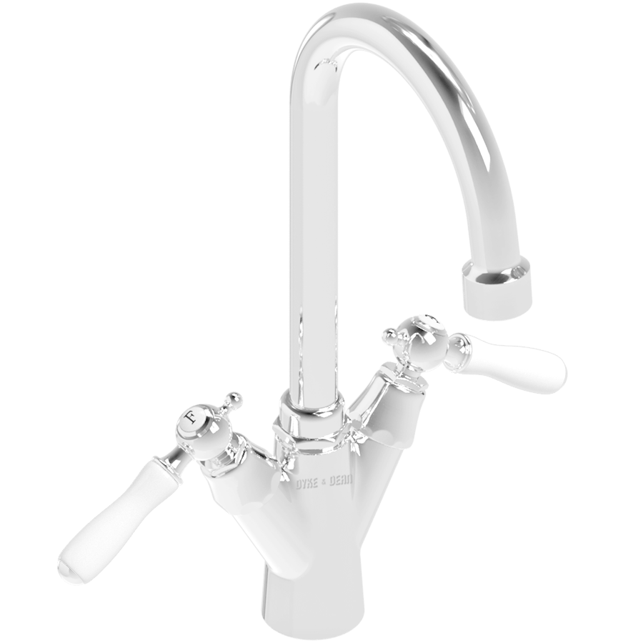 TALL SINK MIXER PORCELAIN LEVER TAPS - DYKE & DEAN