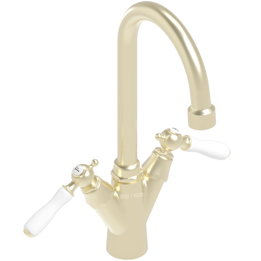 TALL SINK MIXER PORCELAIN LEVER TAPS - DYKE & DEAN