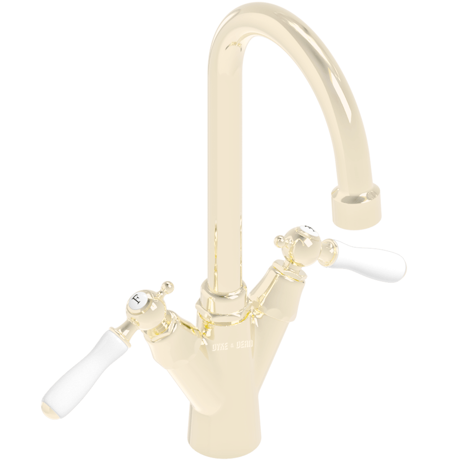 TALL SINK MIXER PORCELAIN LEVER TAPS - DYKE & DEAN