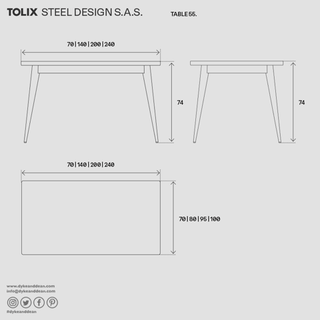 TOLIX 55 TABLE 240X100 WOODEN LEGS - DYKE & DEAN