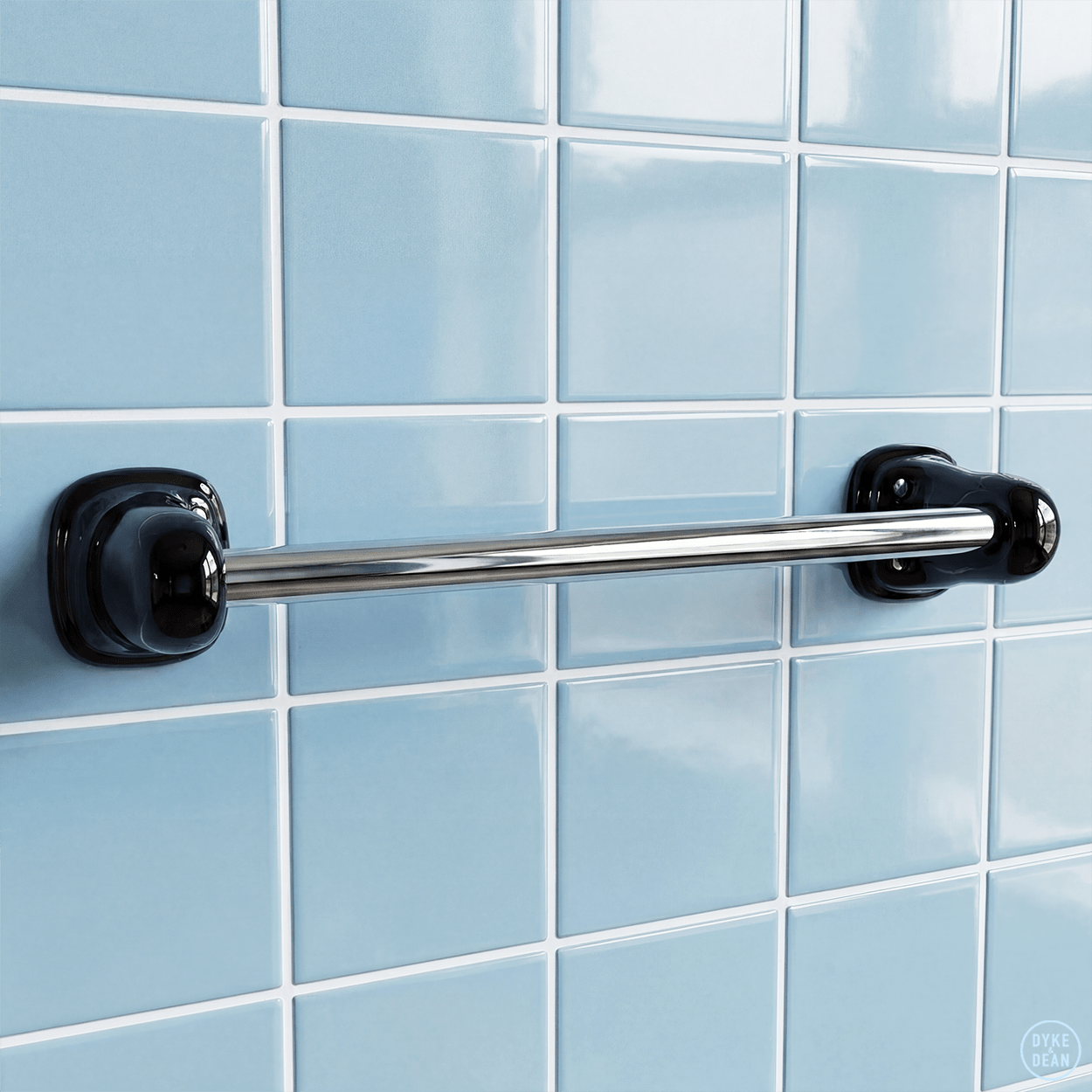 TRADITIONAL PORCELAIN TOWEL BAR SET BLACK - DYKE & DEAN