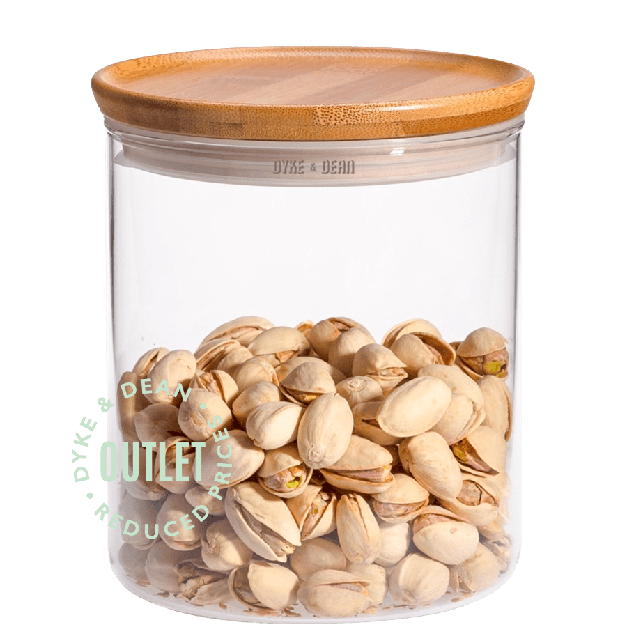 TRENDGLAS GLASS STACKING BAMBOO STORAGE JAR MEDIUM OUTLET - DYKE & DEAN