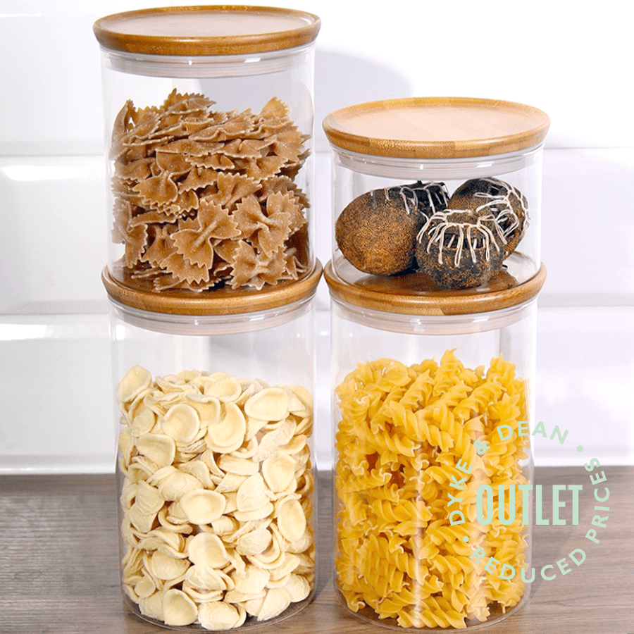 TRENDGLAS GLASS STACKING BAMBOO STORAGE JAR MEDIUM OUTLET - DYKE & DEAN