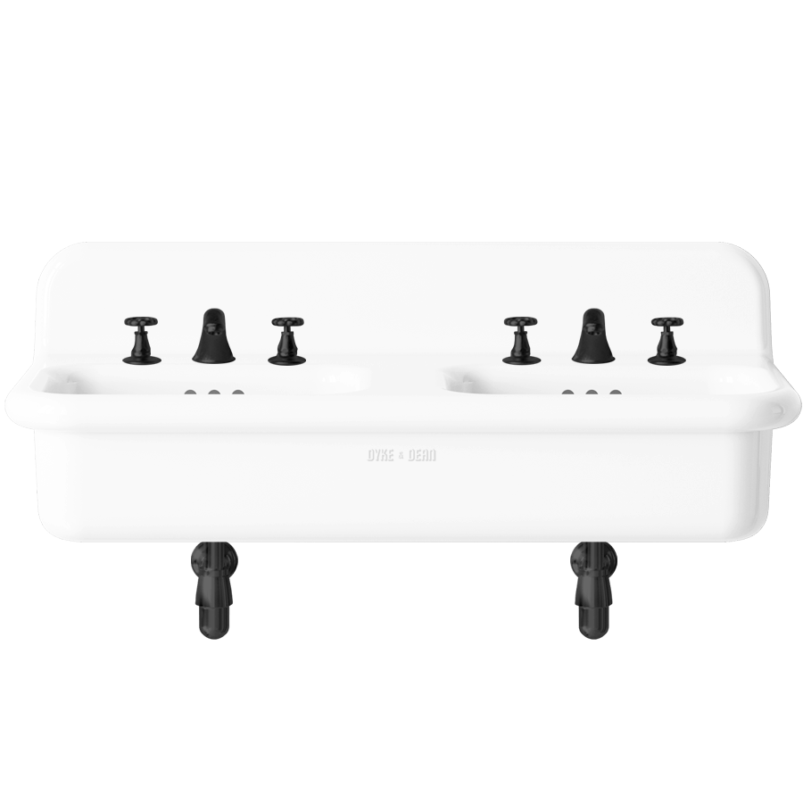 TRUE LITE CERAMIC MOUNTED DOUBLE SINK WHITE - DYKE & DEAN