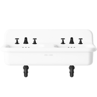 TRUE LITE CERAMIC MOUNTED DOUBLE SINK WHITE LEGS - DYKE & DEAN