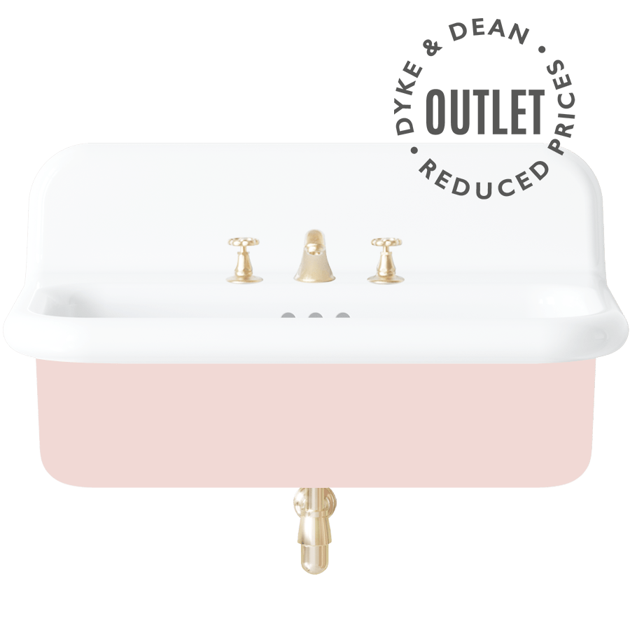 TRUE LITE CERAMIC MOUNTED MEDIUM SINK WITH PINK BASE OUTLET - DYKE & DEAN