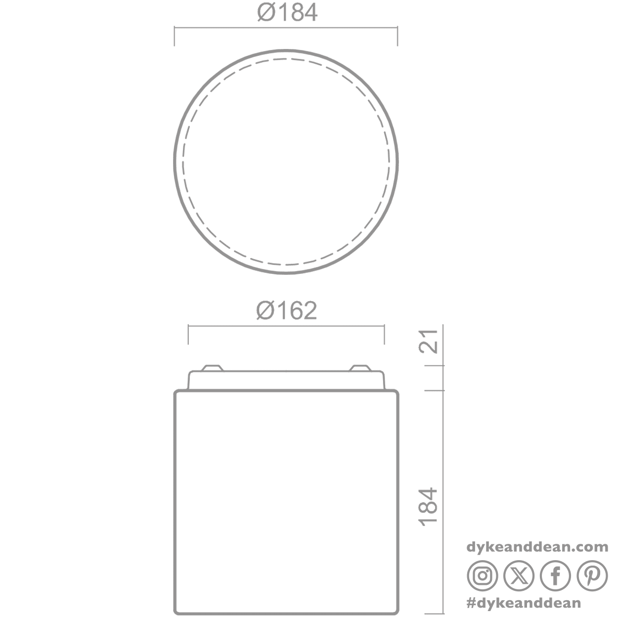 TUBE LAMP WHITE BASE LARGE - DYKE & DEAN
