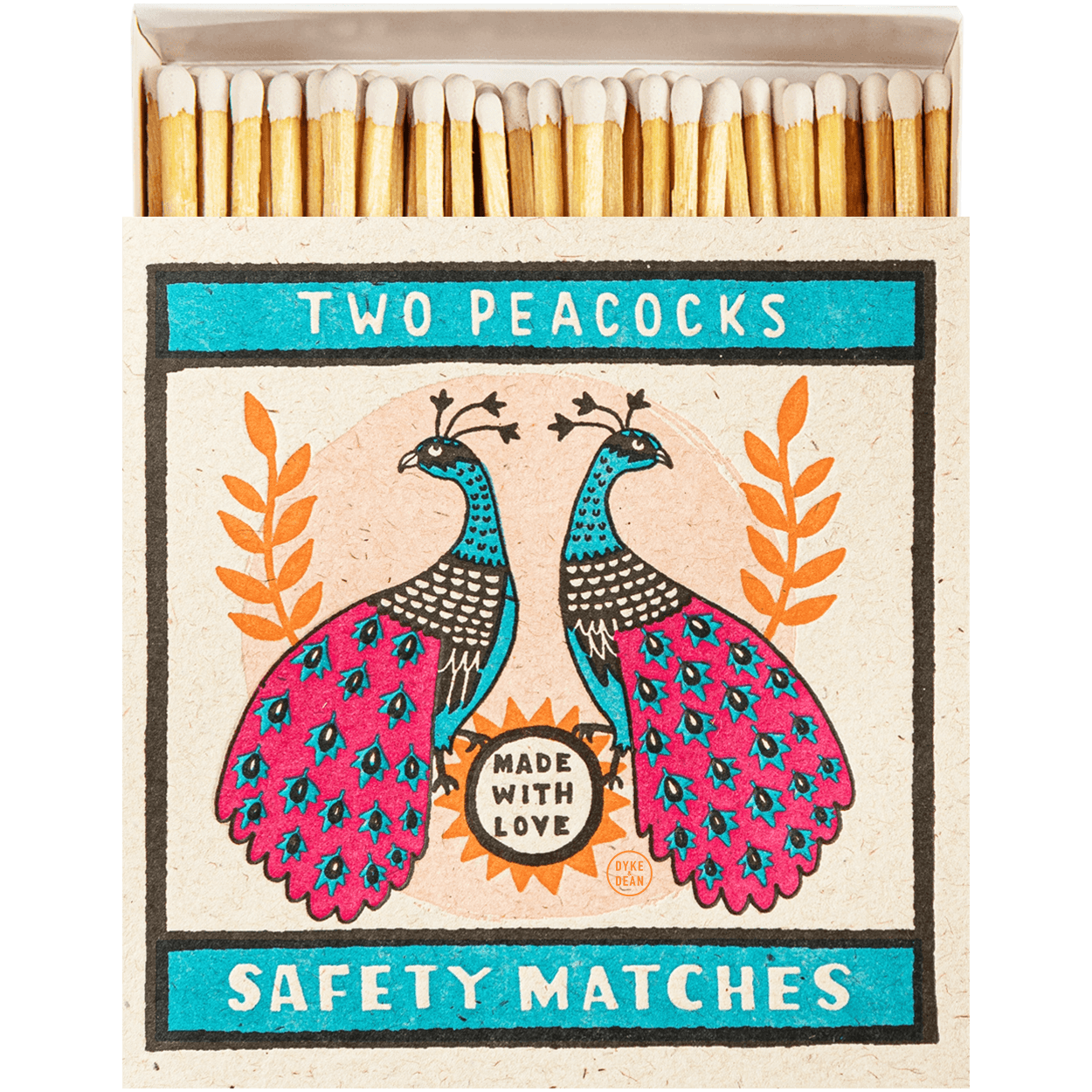 TWO PEACOCKS LUXURY SAFETY MATCHES - DYKE & DEAN