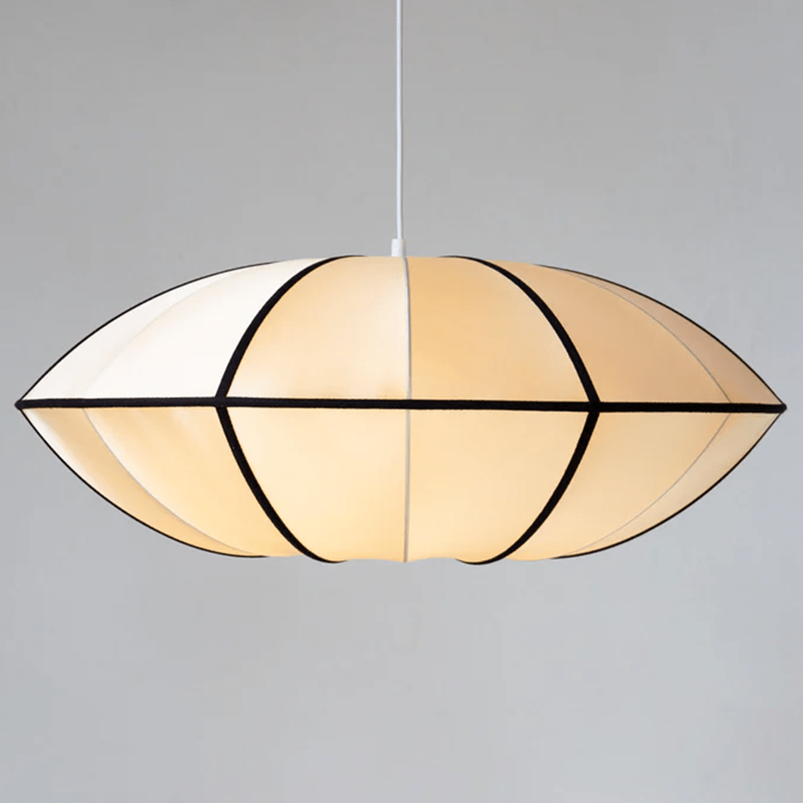 UFO SATIN OFF WHITE LAMPSHADE PENDANT LIGHT - DYKE & DEAN