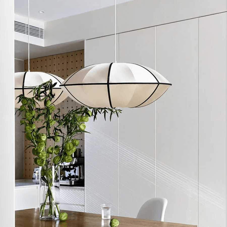UFO SATIN OFF WHITE LAMPSHADE PENDANT LIGHT - DYKE & DEAN