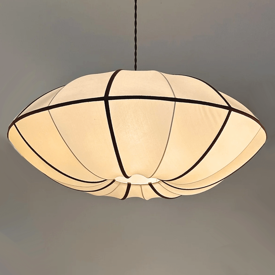 UFO SATIN OFF WHITE LAMPSHADE PENDANT LIGHT - DYKE & DEAN