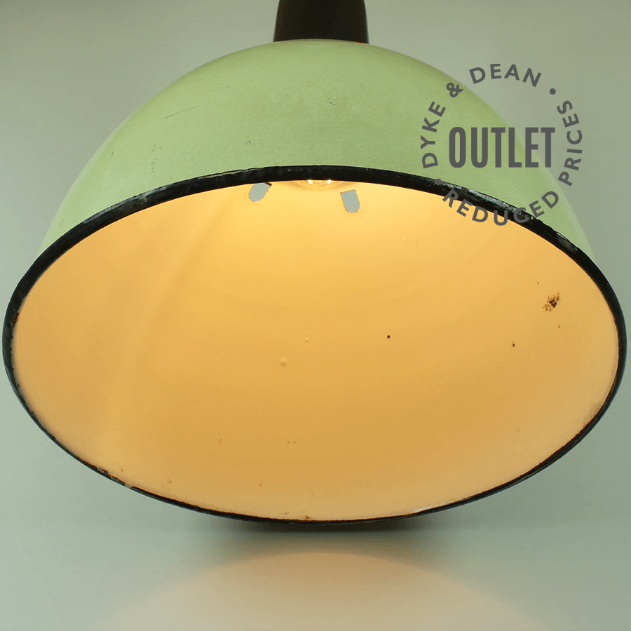VINTAGE LIGHTING PENDANT SHADE WIDE GREEN OUTLET - DYKE & DEAN