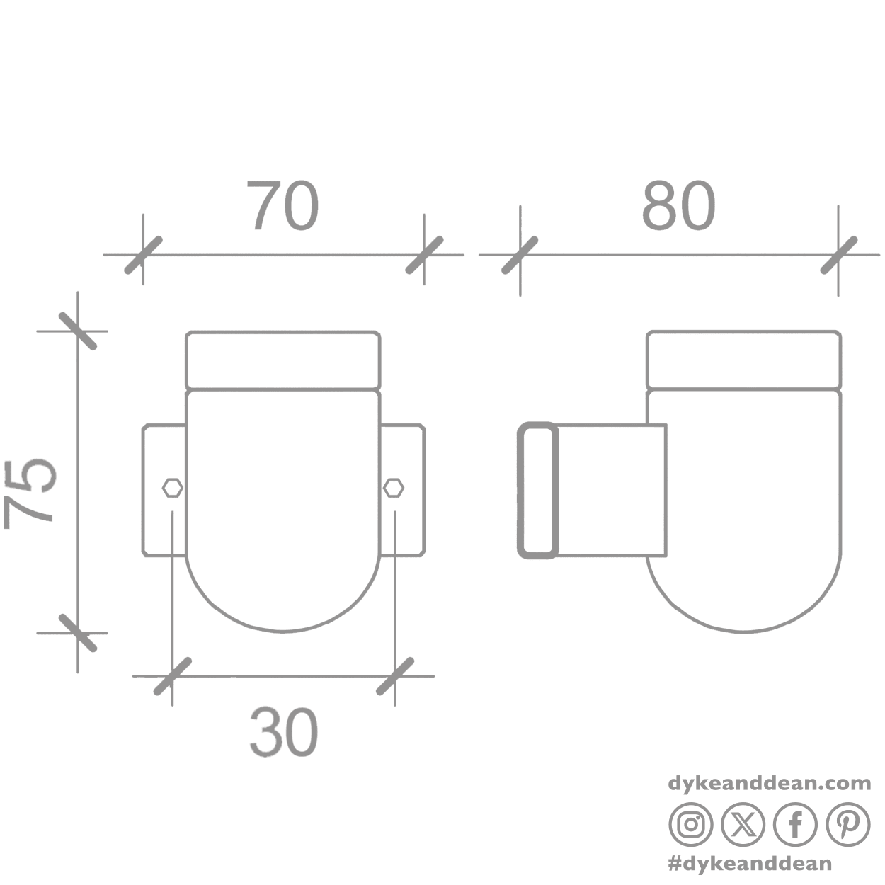 WALL ARM CERAMIC LIGHT WHITE - DYKE & DEAN