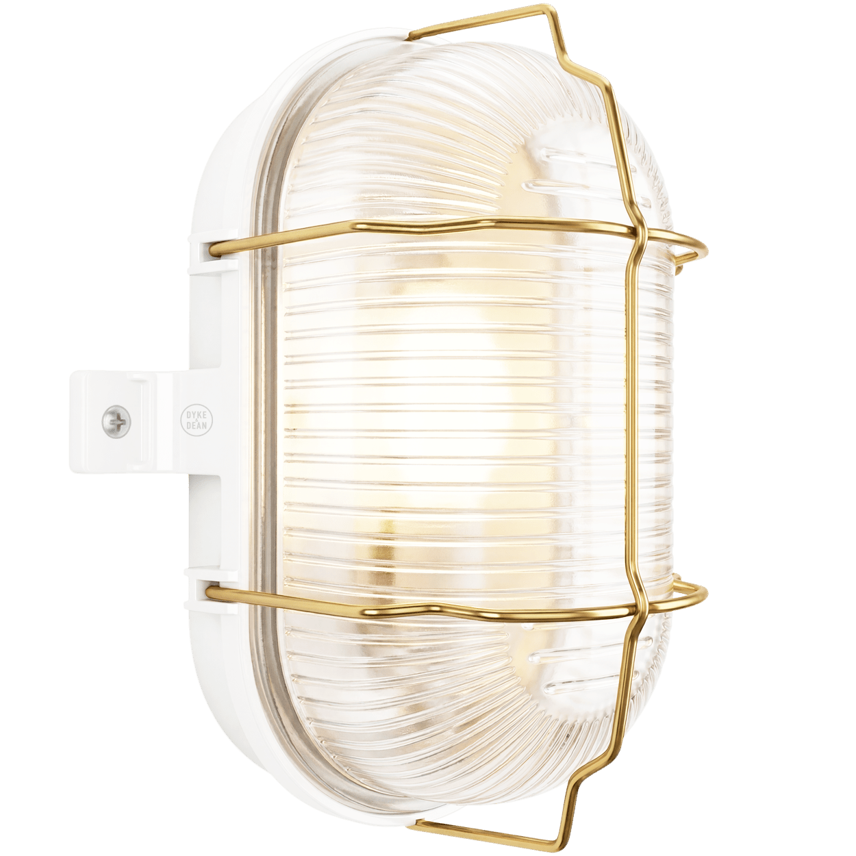 WATERPROOF GLASS & NICKEL WHITE BULKHEAD LAMP - DYKE & DEAN