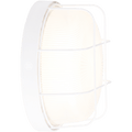 WHITE CAGED INDUSTRIAL ROUND WALL & CEILING BULKHEAD LIGHT - DYKE & DEAN