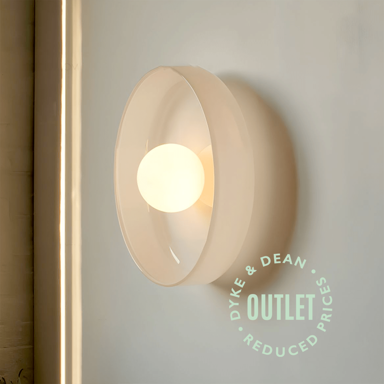 WHITE GLASS SCONCE WALL LIGHT SMALL OUTLET - DYKE & DEAN