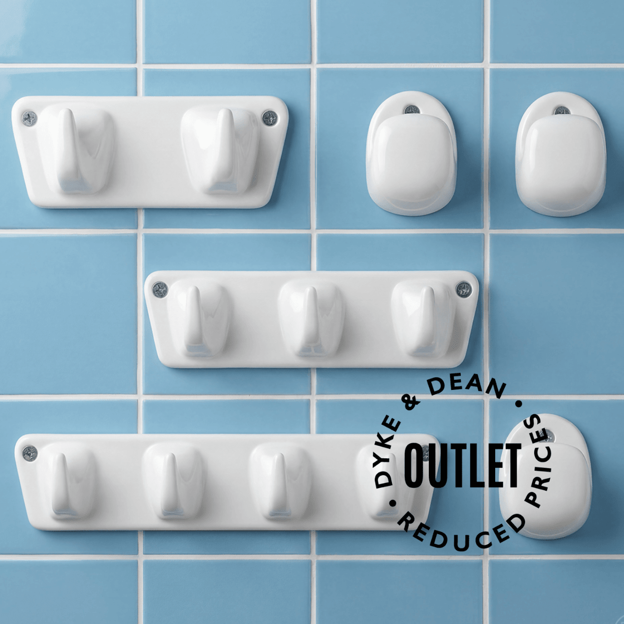 WHITE PORCELAIN 5 HOOK PLATE OUTLET - DYKE & DEAN