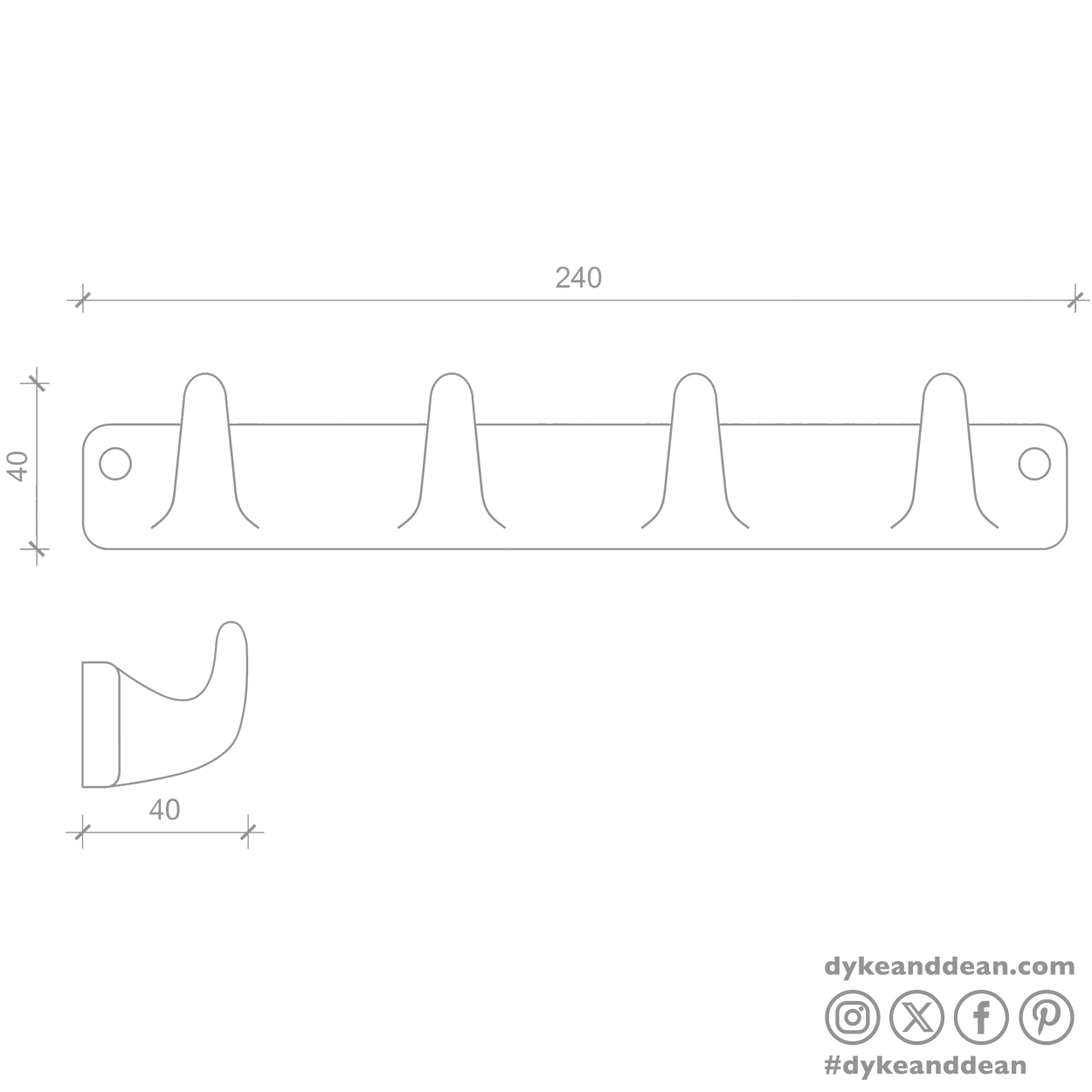 WHITE PORCELAIN HOOK 4 - DYKE & DEAN