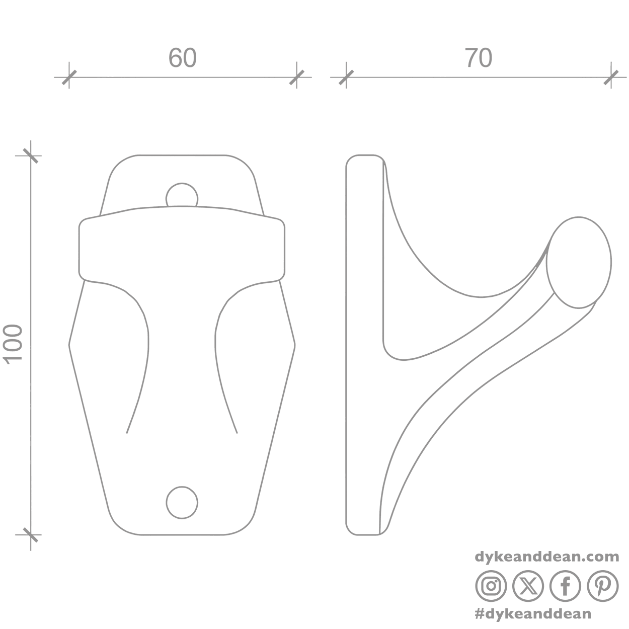 WHITE PORCELAIN WALL HOOK - DYKE & DEAN