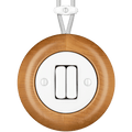 WOODEN PORCELAIN SURFACE MOUNTED FAGUS DOUBLE SLIM BUTTON SWITCH - DYKE & DEAN