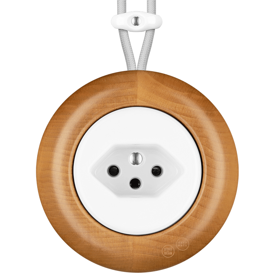 WOODEN PORCELAIN SURFACE MOUNTED FAGUS SOCKET SWISS - DYKE & DEAN