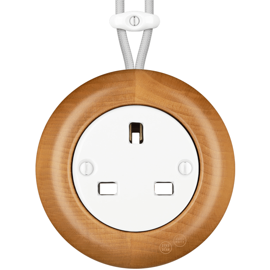 WOODEN PORCELAIN SURFACE MOUNTED FAGUS SOCKET UK - DYKE & DEAN