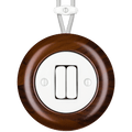 WOODEN PORCELAIN SURFACE MOUNTED NUC MAG DOUBLE SLIM BUTTON SWITCH - DYKE & DEAN