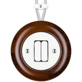 WOODEN PORCELAIN SURFACE MOUNTED NUC MAG DOUBLE SLIM BUTTON SWITCH - DYKE & DEAN