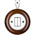 WOODEN PORCELAIN SURFACE MOUNTED NUC MAG DOUBLE SLIM BUTTON SWITCH - DYKE & DEAN