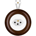Nucleus surface-mounted Swiss socket by Katy Paty in white ceramic and walnut